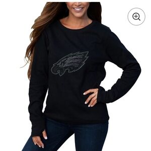 Philadelphia Eagles Rhinestone Sweatshirt Women’s Medium NFL Team Apparel Black
